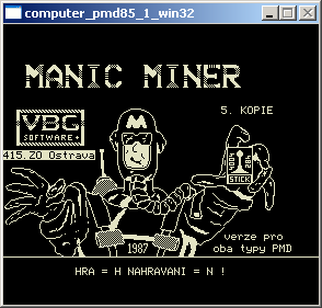 VBG software - Manic Miner 2 (PMD-85)